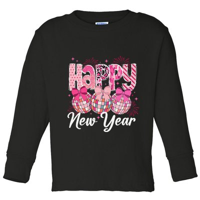 Happy New Year 2025 Party Retro Disco Ball Matching Family Toddler Long Sleeve Shirt
