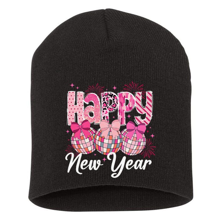 Happy New Year 2025 Party Retro Disco Ball Matching Family Short Acrylic Beanie