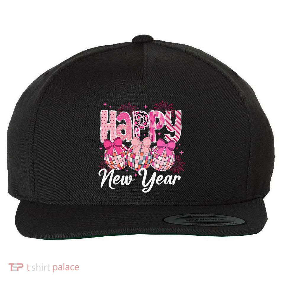 Happy New Year 2025 Party Retro Disco Ball Matching Family Wool Snapback Cap