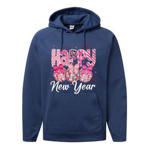 Happy New Year 2025 Party Retro Disco Ball Matching Family Performance Fleece Hoodie