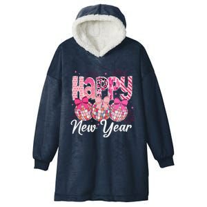 Happy New Year 2025 Party Retro Disco Ball Matching Family Hooded Wearable Blanket