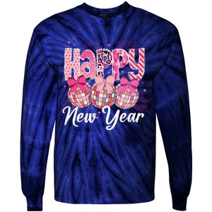 Happy New Year 2025 Party Retro Disco Ball Matching Family Tie-Dye Long Sleeve Shirt