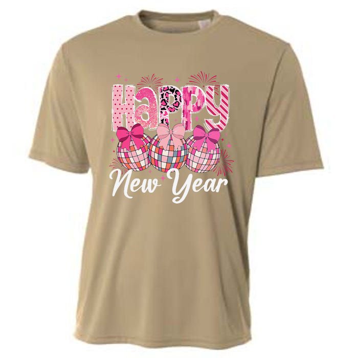 Happy New Year 2025 Party Retro Disco Ball Matching Family Cooling Performance Crew T-Shirt