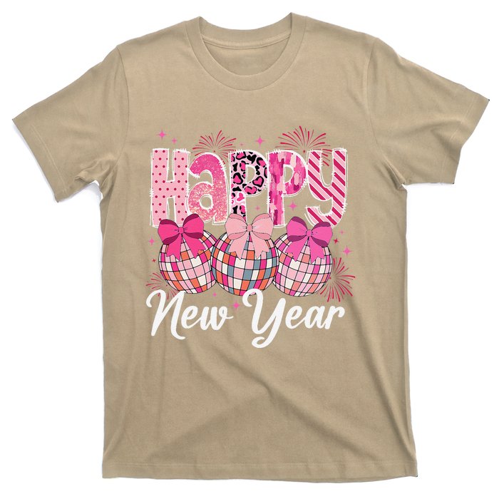 Happy New Year 2025 Party Retro Disco Ball Matching Family T-Shirt