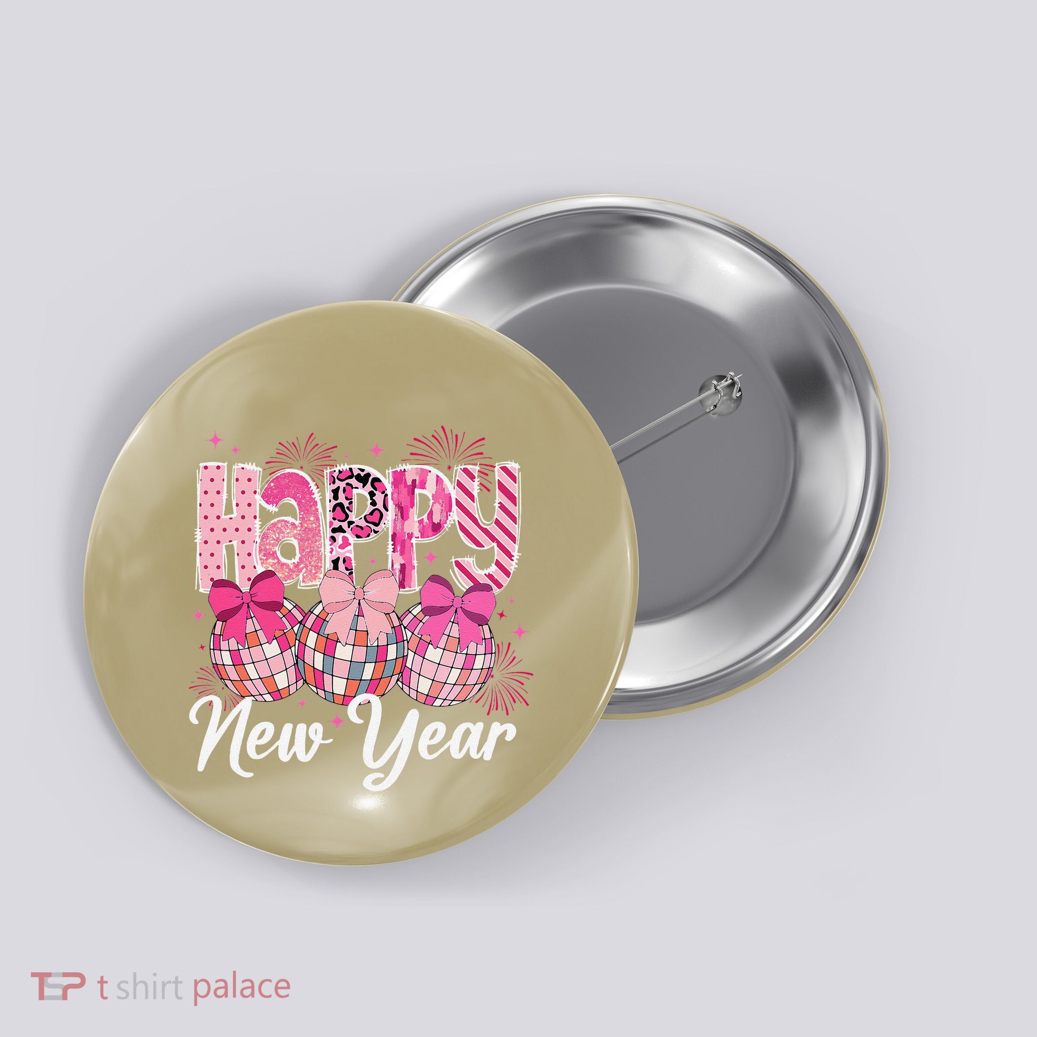 Happy New Year 2025 Party Retro Disco Ball Matching Family Button