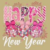 Happy New Year 2025 Party Retro Disco Ball Matching Family Cooling Performance Long Sleeve Crew
