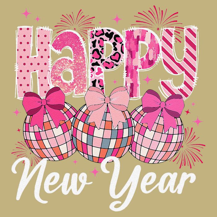 Happy New Year 2025 Party Retro Disco Ball Matching Family Cooling Performance Long Sleeve Crew