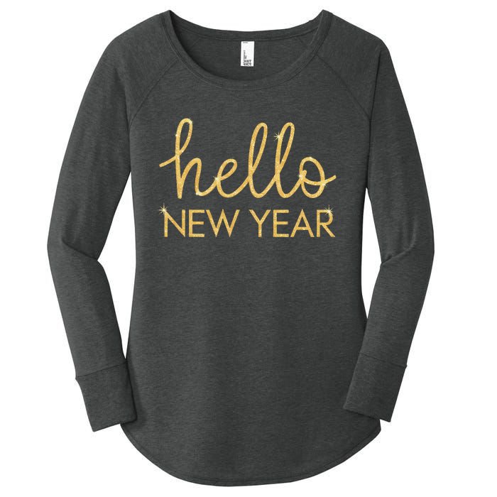 Hello New Year Party Celebration Fun New Year’S Eve Pajama Women's Perfect Tri Tunic Long Sleeve Shirt