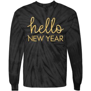 Hello New Year Party Celebration Fun New Year’S Eve Pajama Tie-Dye Long Sleeve Shirt