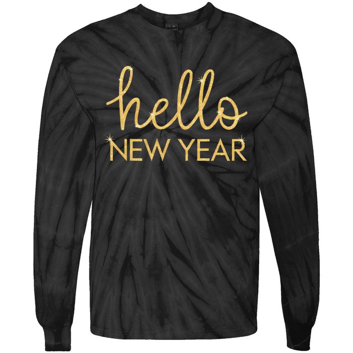 Hello New Year Party Celebration Fun New Year’S Eve Pajama Tie-Dye Long Sleeve Shirt