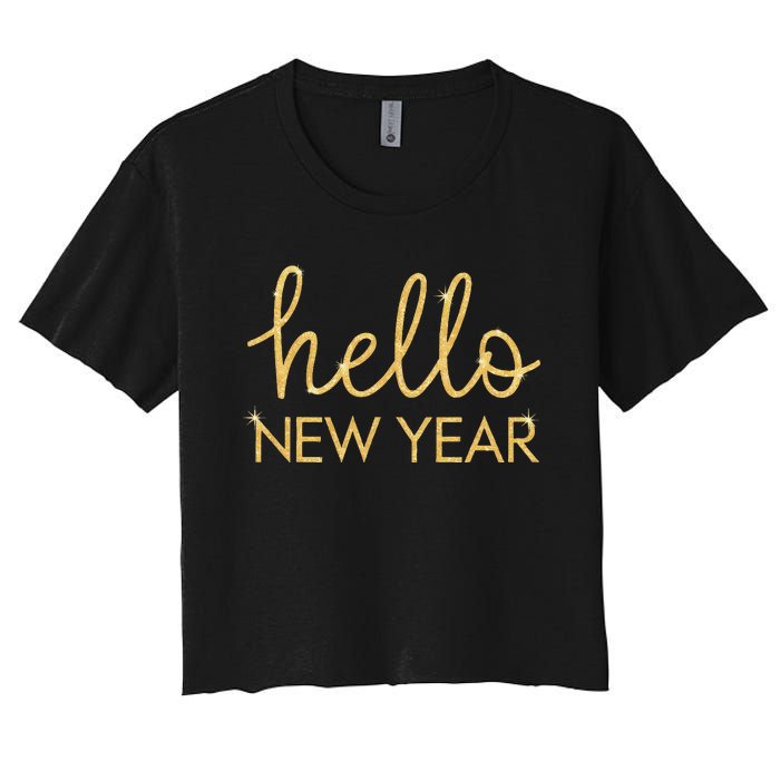 Hello New Year Party Celebration Fun New Year’S Eve Pajama Women's Crop Top Tee