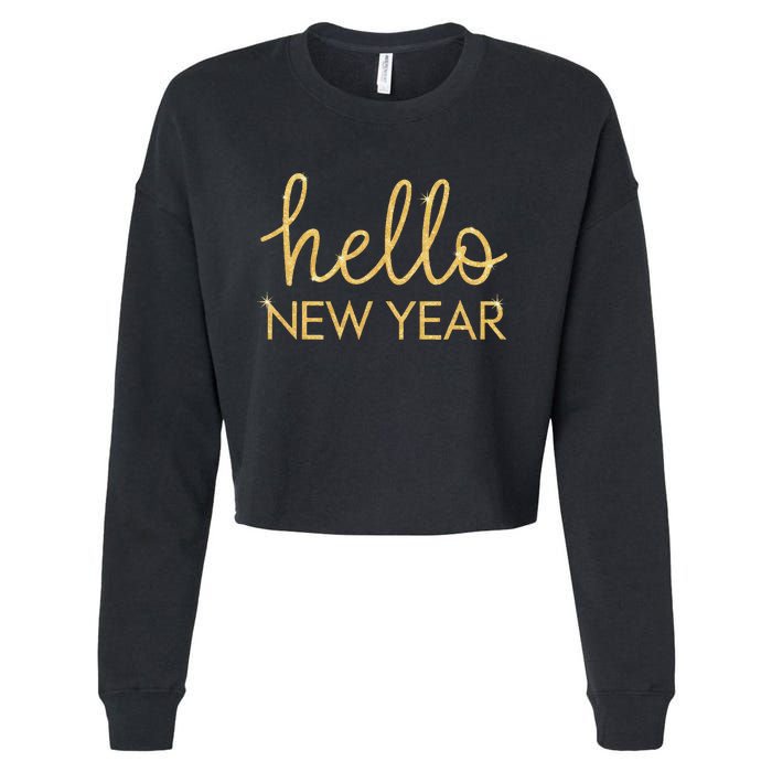 Hello New Year Party Celebration Fun New Year’S Eve Pajama Cropped Pullover Crew