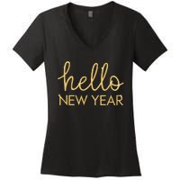 Hello New Year Party Celebration Fun New Year’S Eve Pajama Women's V-Neck T-Shirt