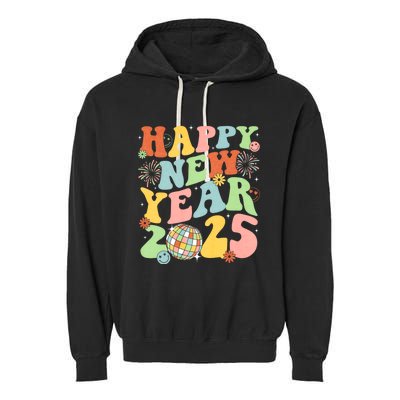 Happy New Year Party 2025 Groovy Family Matching Garment-Dyed Fleece Hoodie