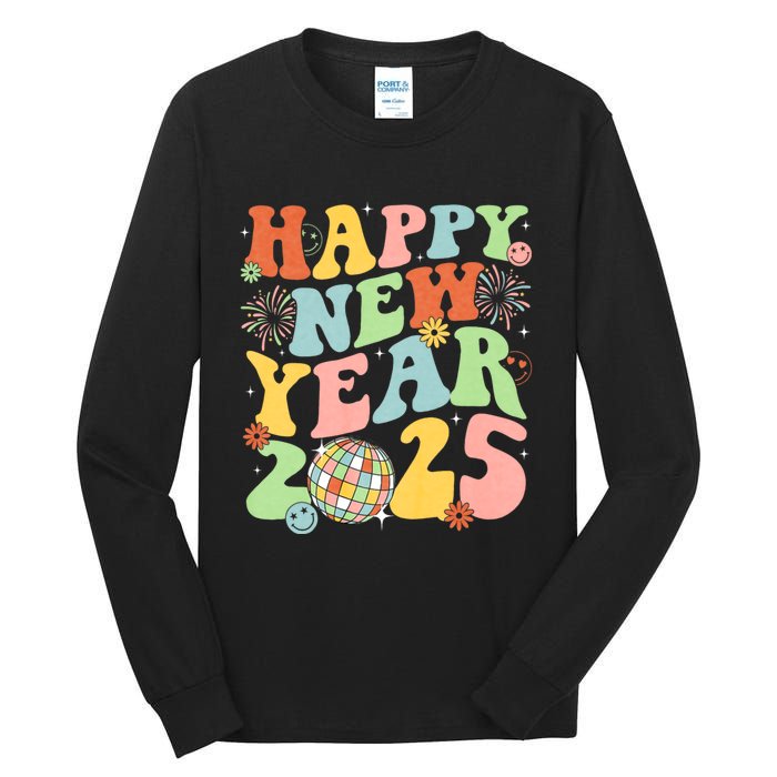 Happy New Year Party 2025 Groovy Family Matching Tall Long Sleeve T-Shirt