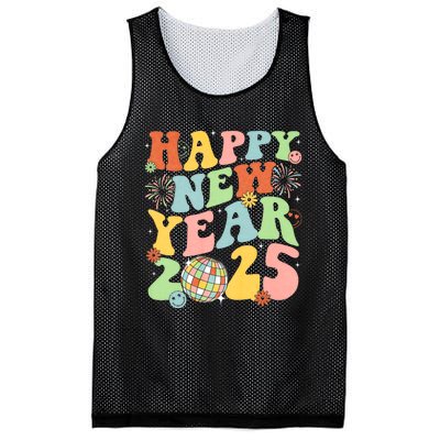 Happy New Year Party 2025 Groovy Family Matching Mesh Reversible Basketball Jersey Tank