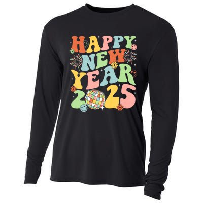 Happy New Year Party 2025 Groovy Family Matching Cooling Performance Long Sleeve Crew