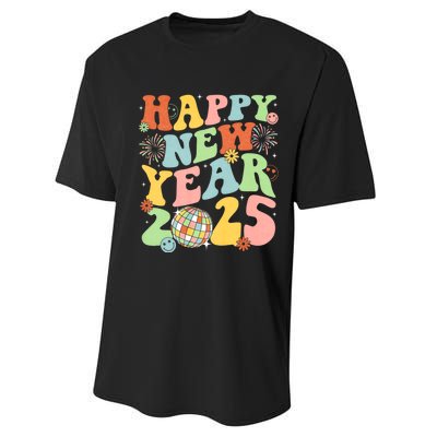 Happy New Year Party 2025 Groovy Family Matching Performance Sprint T-Shirt