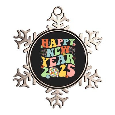 Happy New Year Party 2025 Groovy Family Matching Metallic Star Ornament