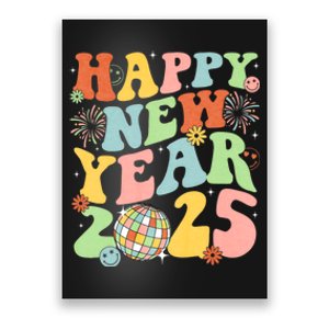 Happy New Year Party 2025 Groovy Family Matching Poster