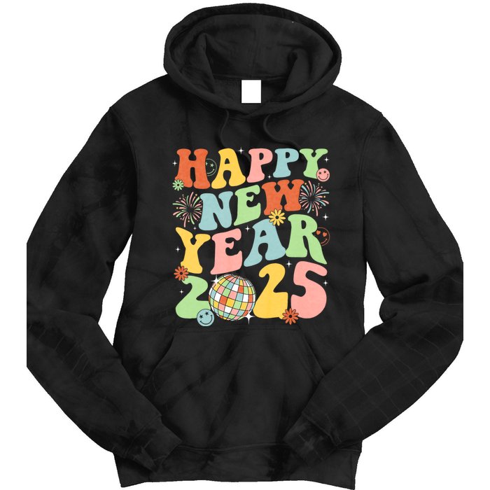 Happy New Year Party 2025 Groovy Family Matching Tie Dye Hoodie