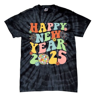 Happy New Year Party 2025 Groovy Family Matching Tie-Dye T-Shirt