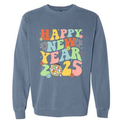 Happy New Year Party 2025 Groovy Family Matching Garment-Dyed Sweatshirt