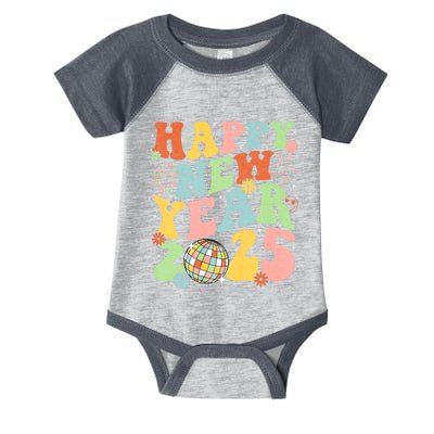 Happy New Year Party 2025 Groovy Family Matching Infant Baby Jersey Bodysuit