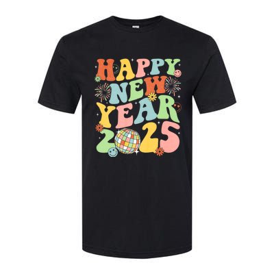 Happy New Year Party 2025 Groovy Family Matching Softstyle CVC T-Shirt