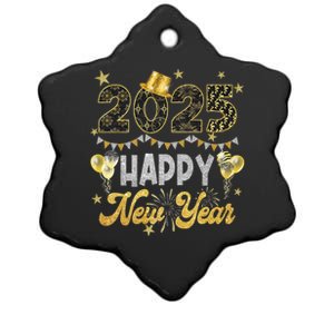 Happy New Year Party 2025 Ballon Family Matching Ceramic Star Ornament