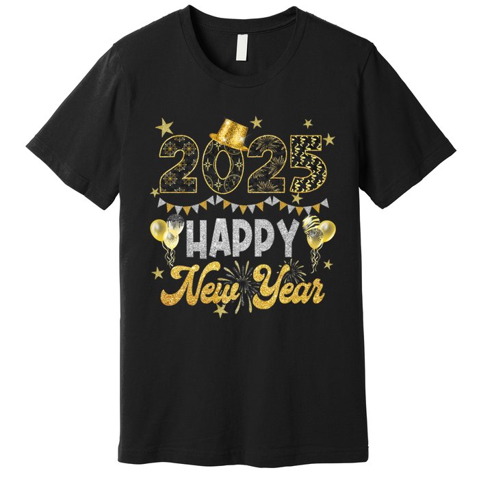 Happy New Year Party 2025 Ballon Family Matching Premium T-Shirt