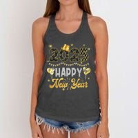 Happy New Year Party 2025 Ballon Family Matching Women's Knotted Racerback Tank