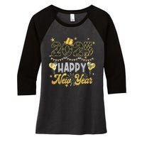 Happy New Year Party 2025 Ballon Family Matching Women's Tri-Blend 3/4-Sleeve Raglan Shirt