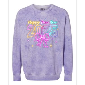 Happy New Year Party 2025 Coquette Bow Family Matching Colorblast Crewneck Sweatshirt