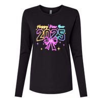 Happy New Year Party 2025 Coquette Bow Family Matching Womens Cotton Relaxed Long Sleeve T-Shirt