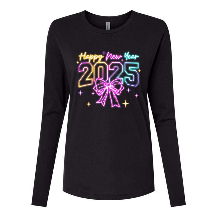 Happy New Year Party 2025 Coquette Bow Family Matching Womens Cotton Relaxed Long Sleeve T-Shirt