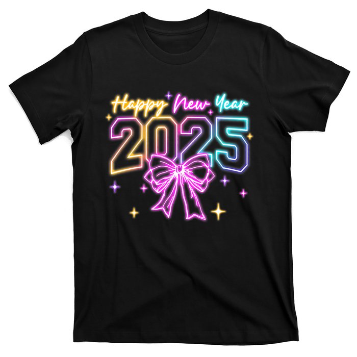 Happy New Year Party 2025 Coquette Bow Family Matching T-Shirt