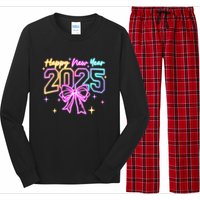 Happy New Year Party 2025 Coquette Bow Family Matching Long Sleeve Pajama Set