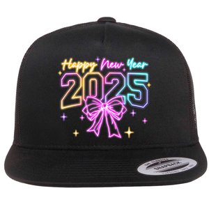 Happy New Year Party 2025 Coquette Bow Family Matching Flat Bill Trucker Hat