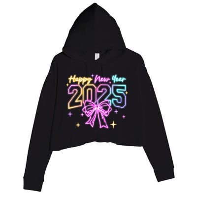 Happy New Year Party 2025 Coquette Bow Family Matching Crop Fleece Hoodie