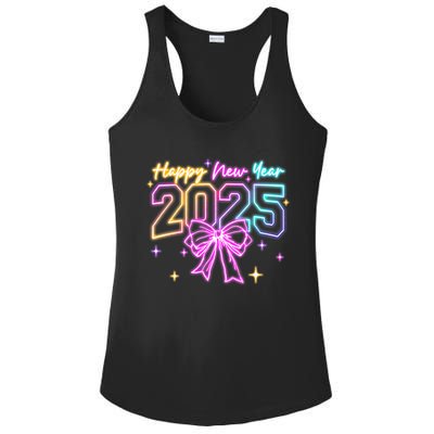 Happy New Year Party 2025 Coquette Bow Family Matching Ladies PosiCharge Competitor Racerback Tank