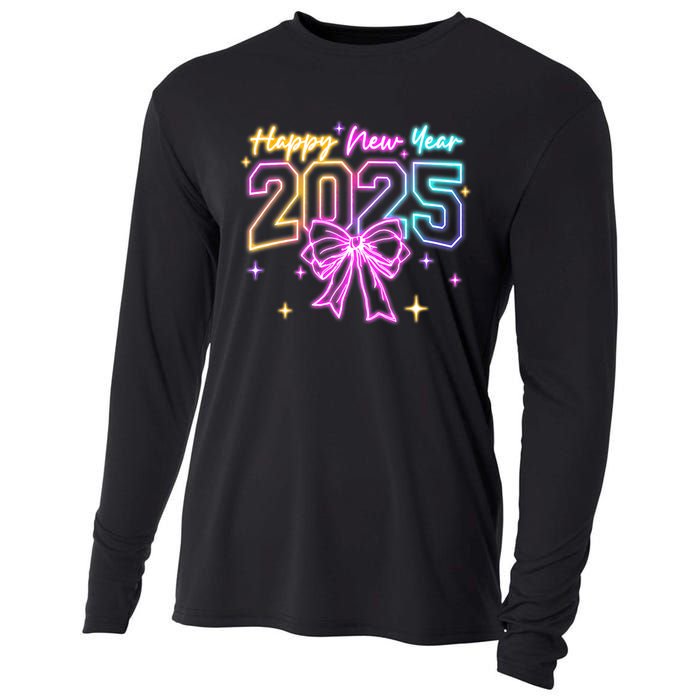 Happy New Year Party 2025 Coquette Bow Family Matching Cooling Performance Long Sleeve Crew