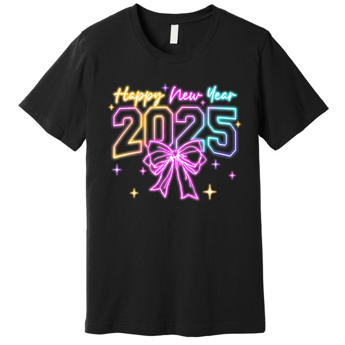 Happy New Year Party 2025 Coquette Bow Family Matching Premium T-Shirt