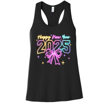 Happy New Year Party 2025 Coquette Bow Family Matching Women's Racerback Tank