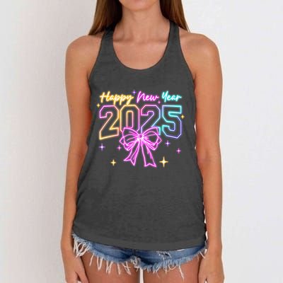 Happy New Year Party 2025 Coquette Bow Family Matching Women's Knotted Racerback Tank