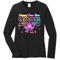 Happy New Year Party 2025 Coquette Bow Family Matching Ladies Long Sleeve Shirt