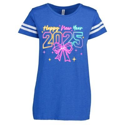 Happy New Year Party 2025 Coquette Bow Family Matching Enza Ladies Jersey Football T-Shirt