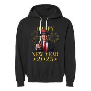 Happy New Year 2025 Trump New Year New America Garment-Dyed Fleece Hoodie