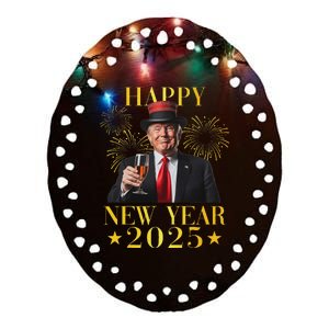 Happy New Year 2025 Trump New Year New America Ceramic Oval Ornament