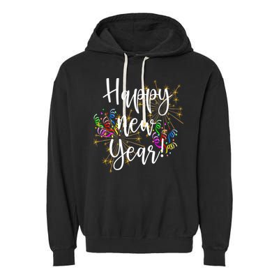Happy New Year Day Eve Party Fireworks Confetti Costume Fun Long Sleeve TShirt Garment-Dyed Fleece Hoodie